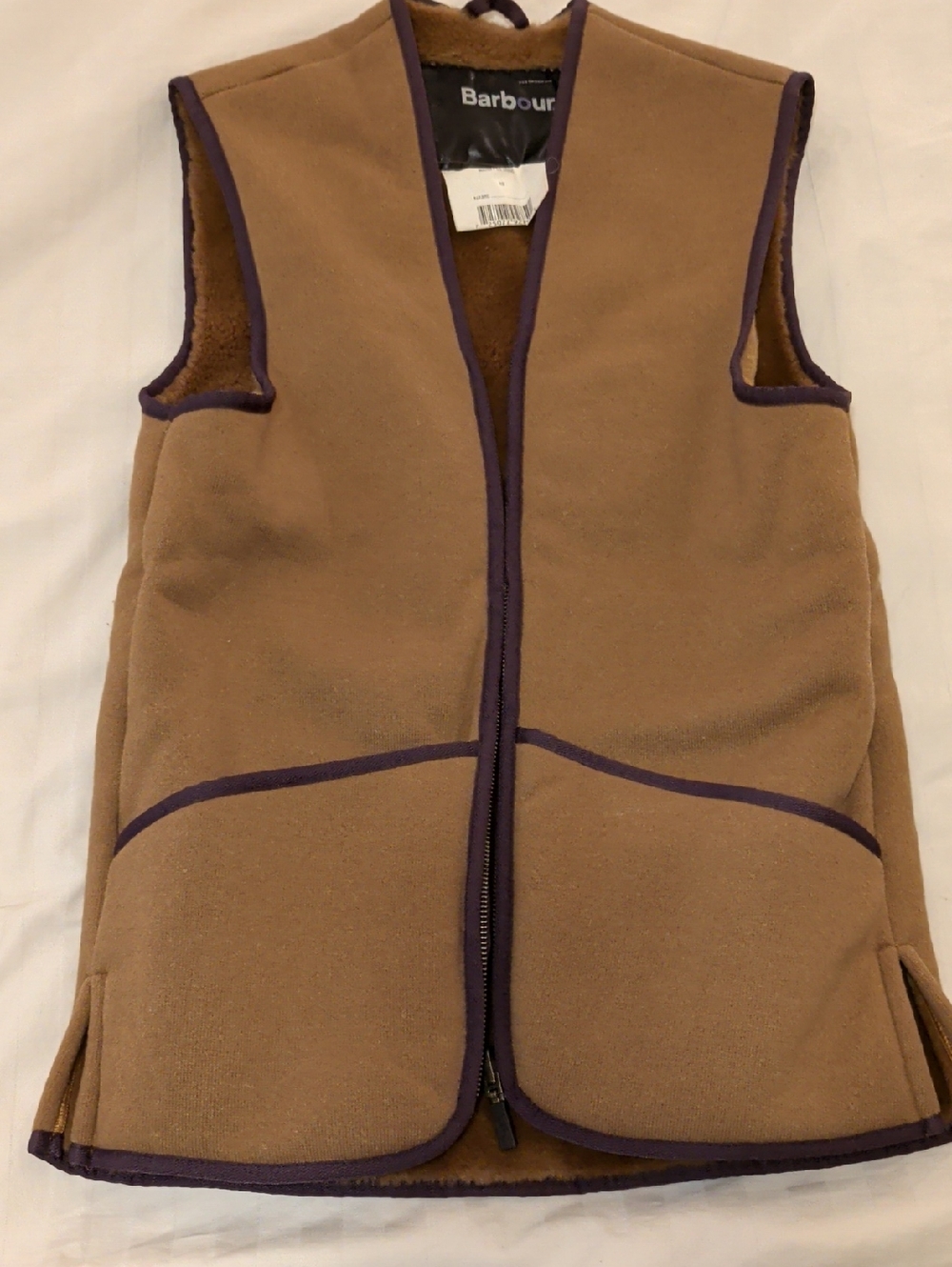 Barbour Brown Fleece Vest with Trim